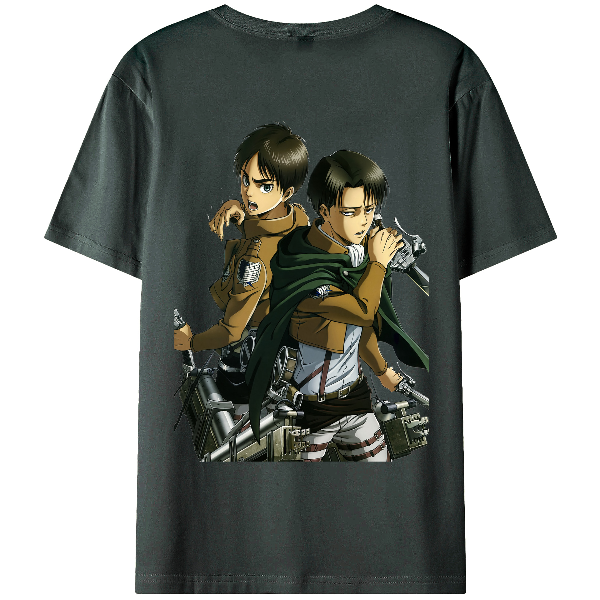 （画像用） 進撃の巨人 リヴァイ·アッカーマン Attack on Titan Levi Ackerman 綿100％ メンズ半袖Tシャツ（バックプリント） 通気性